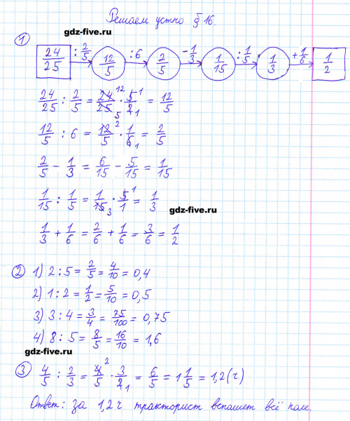 ГДЗ по математике 6 класс Мерзляк решаем устно параграф §16