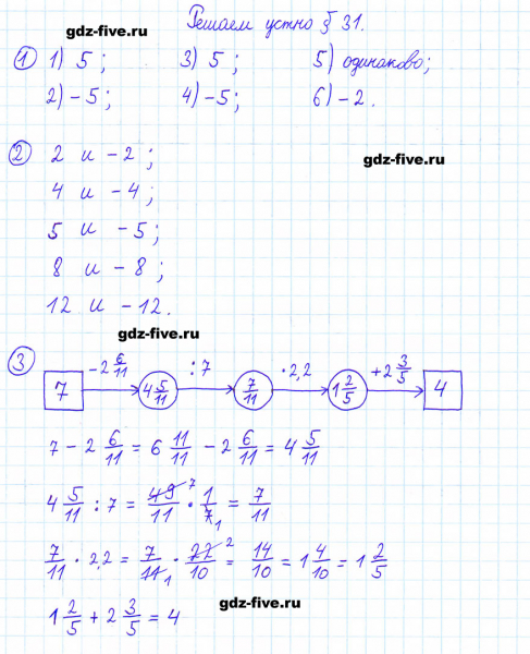 ГДЗ по математике 6 класс Мерзляк решаем устно параграф §31