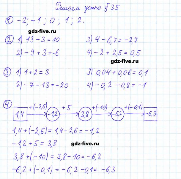 ГДЗ по математике 6 класс Мерзляк решаем устно параграф §35
