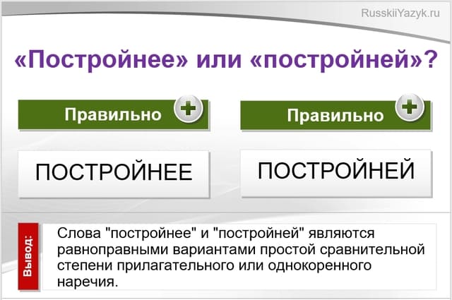 «Постройнее» или «постройней», как правильно?