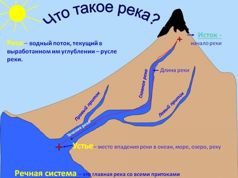 Что такое река — исток, устье, притоки, режим реки, общая характеристика