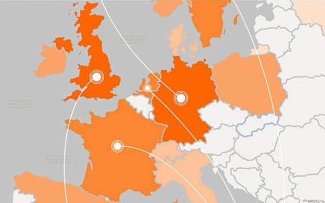 Горячие точки Зарубежной Европы на карте