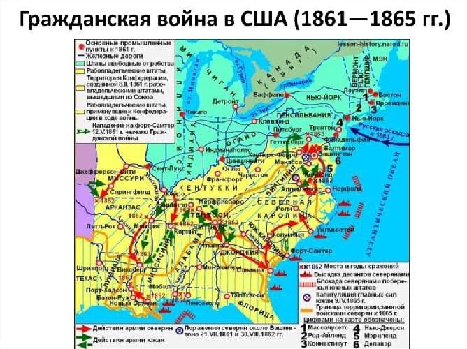 Гражданская война в США (1861-1865) – даты, кратко об итогах