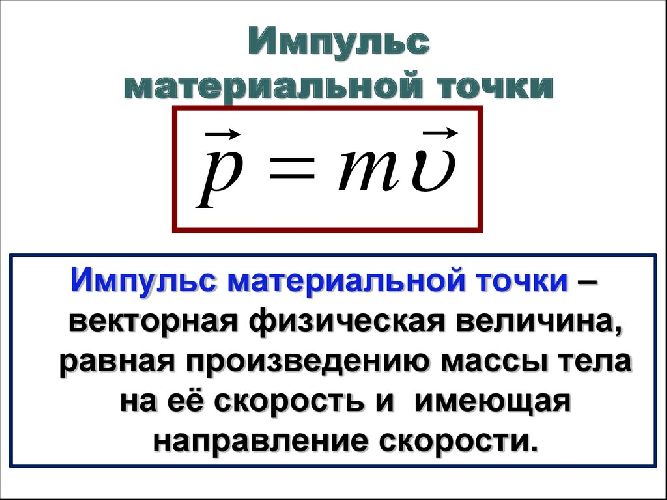 Импульс материальной точки – кратко формула и законы