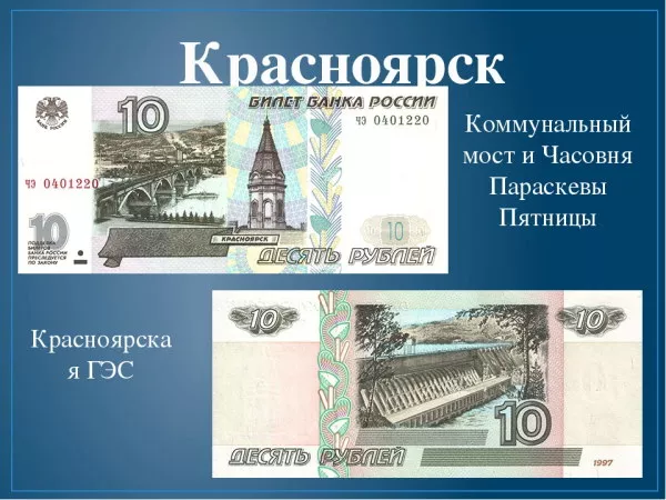 Какие города изображены на российских рублях?