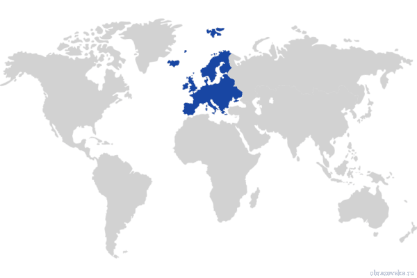 Карта Зарубежной Европы &ndash; атлас стран со столицами (10-11 класс), географическое положение, регионы и границы