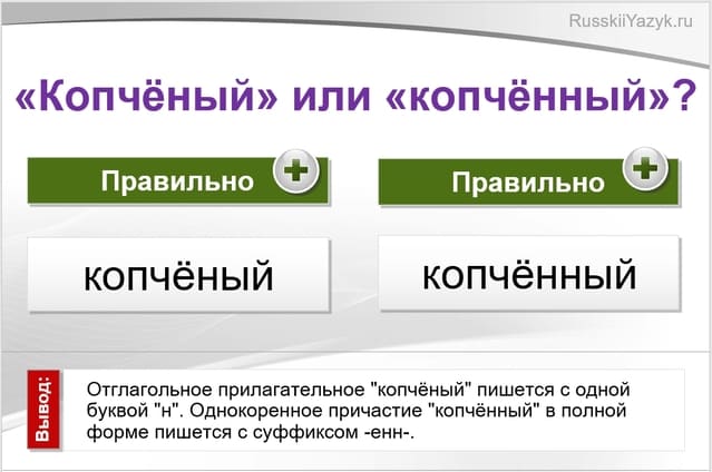 «КопчёНый» или «копчёННый», как правильно пишется?