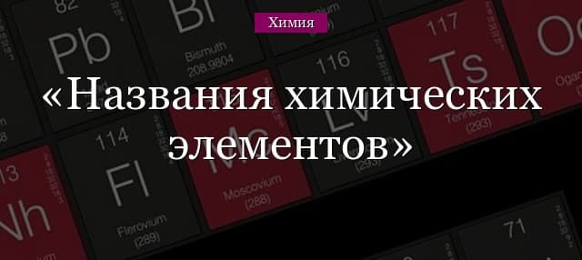 Названия химических элементов – латинское произношение, примеры в таблице