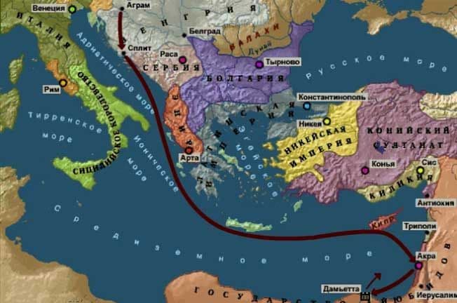 Пятый крестовый поход в таблице