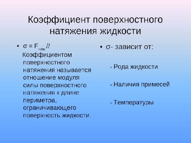 Поверхностное натяжение – физический смысл, формула, определение