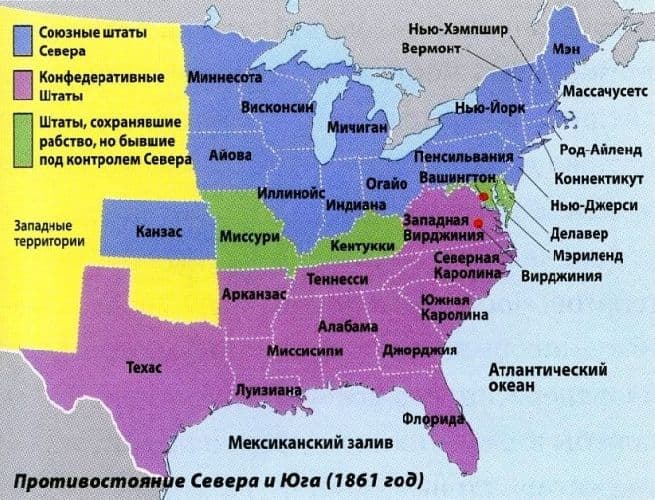 Причины гражданской войны в США (1861-1865), её последствия
