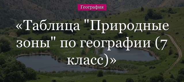Природные зоны таблица(7 класс) по географии