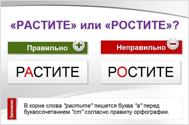 «РАстите» или «рОстите», как правильно пишется?