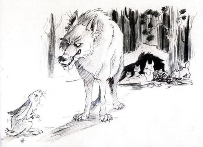 «Самоотверженный заяц» — краткое содержание сказки М.Е. Салтыкова-Щедрина