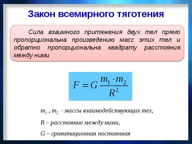 Сила гравитационного притяжения &ndash; формула от чего зависит между двумя шарами