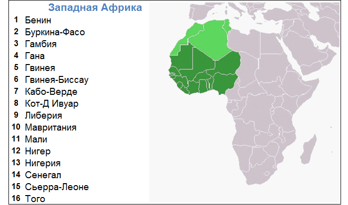 Страны Африки &mdash; список их городов и столиц
