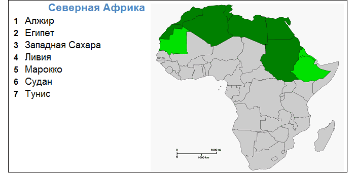 Страны Африки &mdash; список их городов и столиц