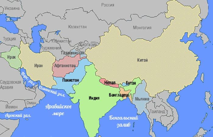 Страны Южной Азии &ndash; список со столицами