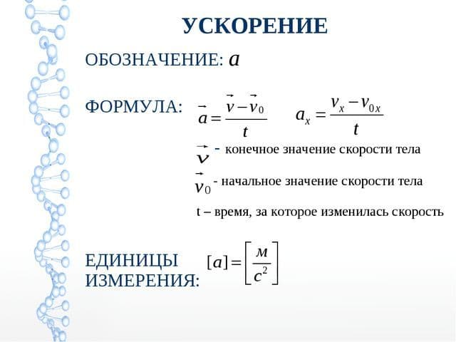 Ускорение материальной точки – определение направления