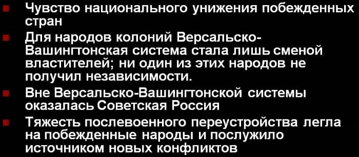Версальско-вашингтонская система &mdash; условия, причины и итоги формирования международных отношений