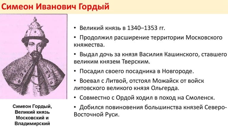 Внешняя и внутренняя политика Симеона Гордого