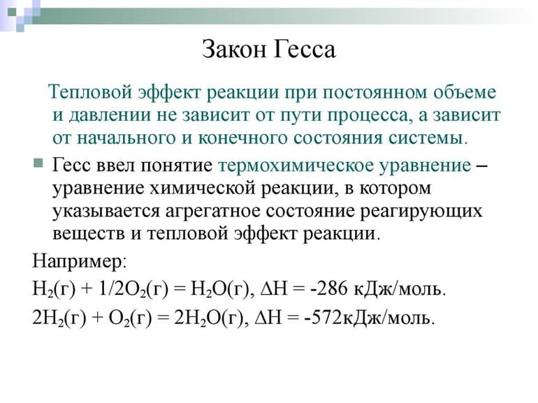 Закон Гесса — математическая формулировка и следствия